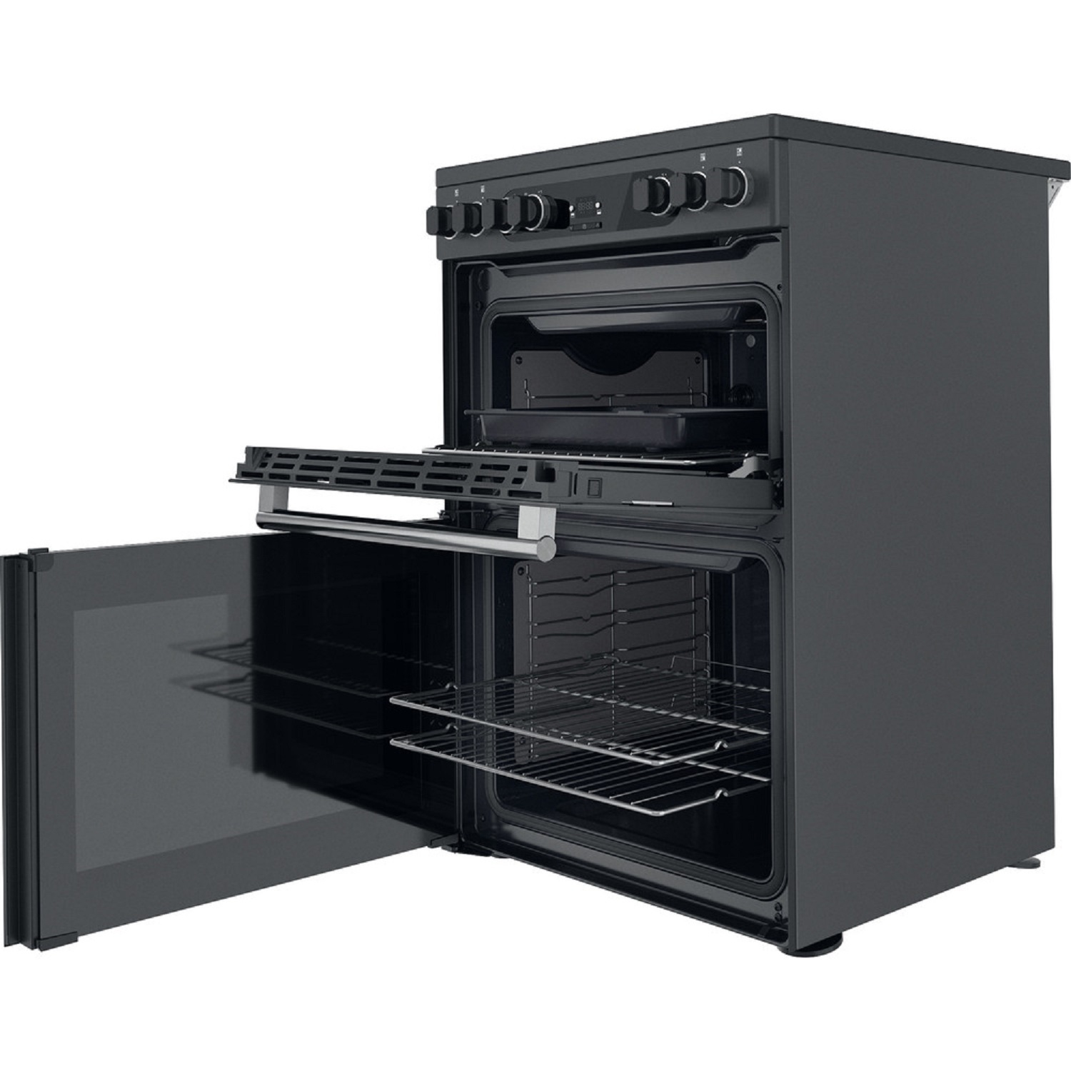 Cannon by Hotpoint CD67V9H2CA UK Electric Freestanding 60cm Double Cooker Dark Grey Anthracite David Wood Domestic Appliances